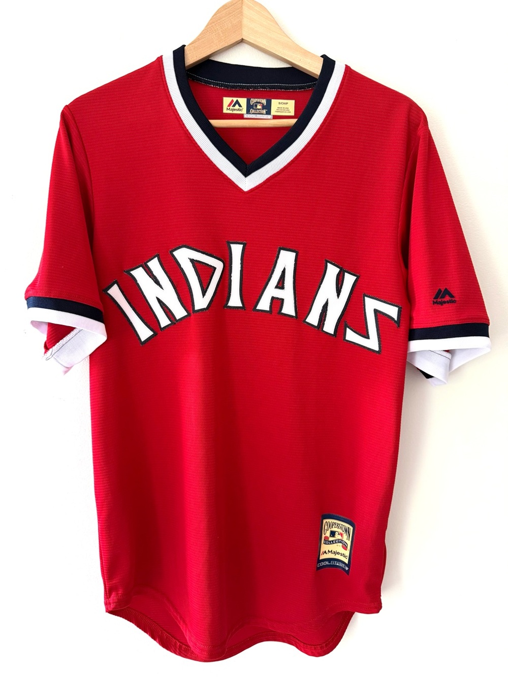 Majestic Cooperstown Cleveland Indians 1974 Retro Jersey Red S Vintage Throwback